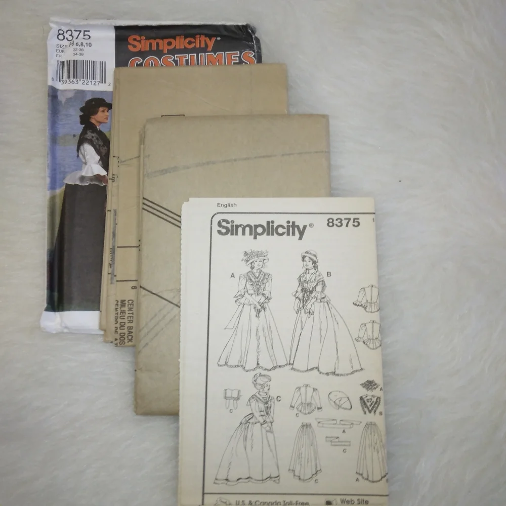 SIMPLICITY 8375 Sz 6-10 Edwardian style top, skirt, shawl, belt